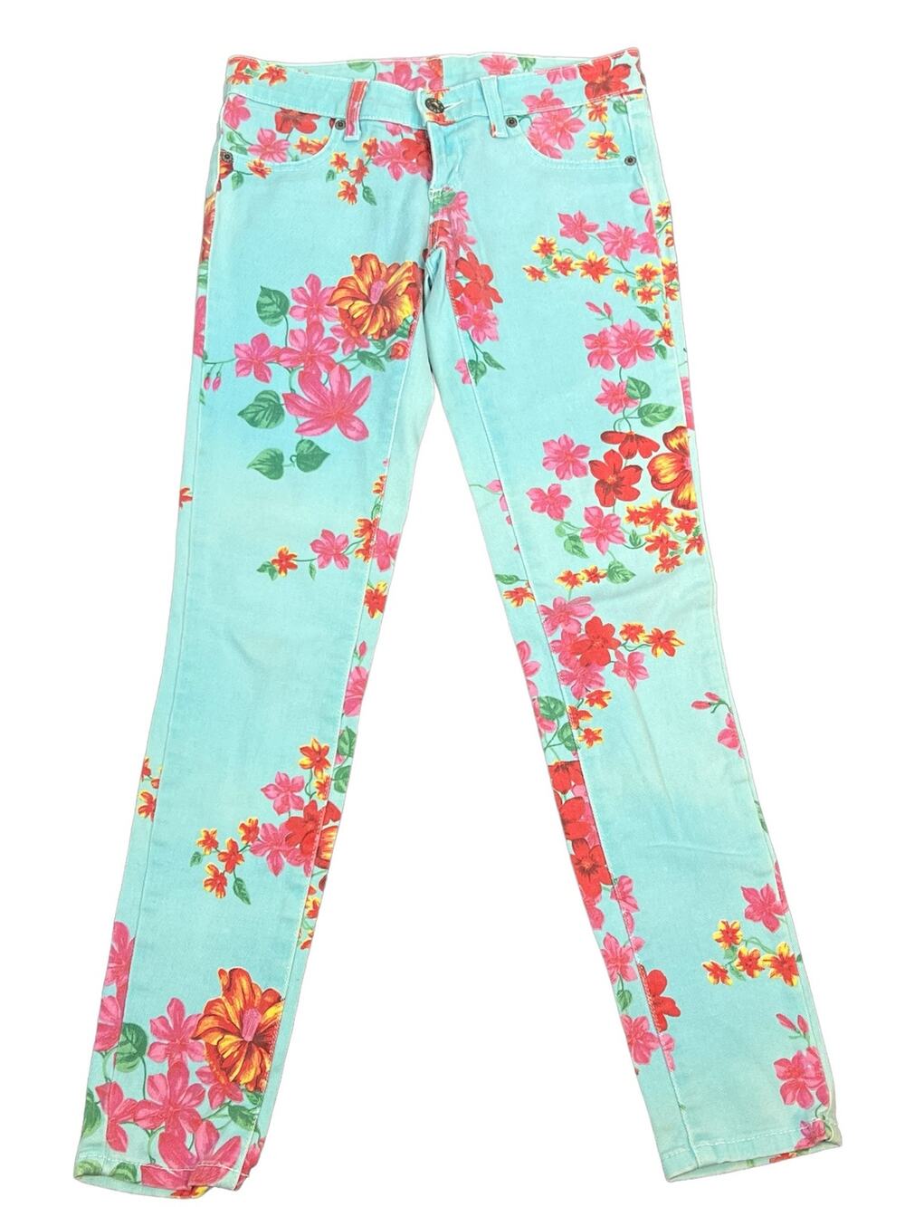 Carmar Floral Print Stretch Skinny Jeans Women's 24 Denim Mid Rise Pants
